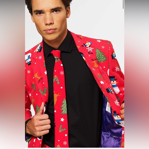 OppoSuits Christmaster 3 piece Suit Blazer, Pants and Tie NWOT - Picture 5 of 17